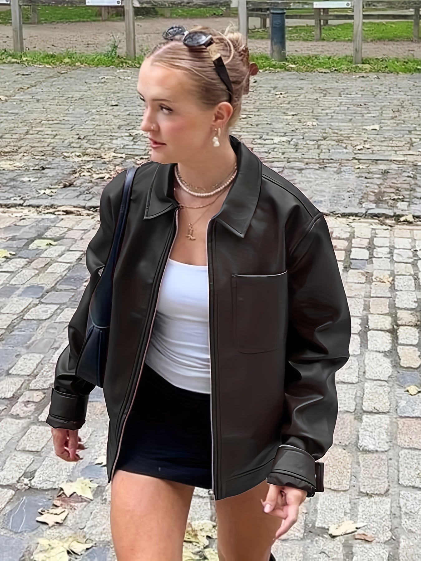 SQ25032601 Directional Style 2025 Spring New Casual Elegant Women's Wine Red Drawstring Long Sleeve Zip-Up Jacket Simple Commuter PU Leather Coat Windproof High Quality