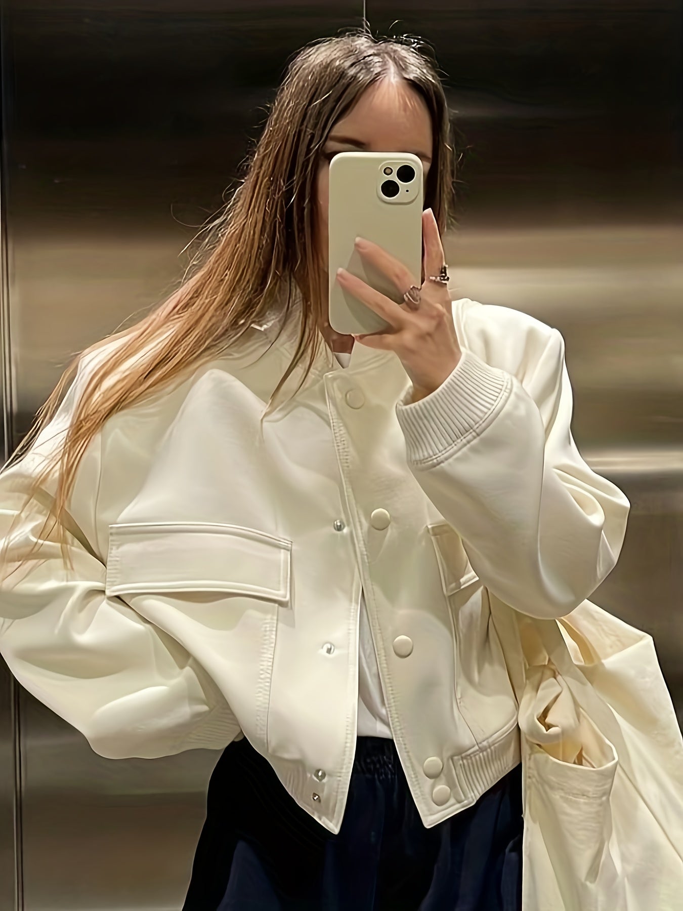 Women's Slim-Fit Varsity Jacket - All-Season Casual Baseball Coat with Collar &amp; Button Closure, White Piping Trim (Black/Solid Color) - Uniform Style Outerwear for s Events, Casual Attire (Machine Washable)