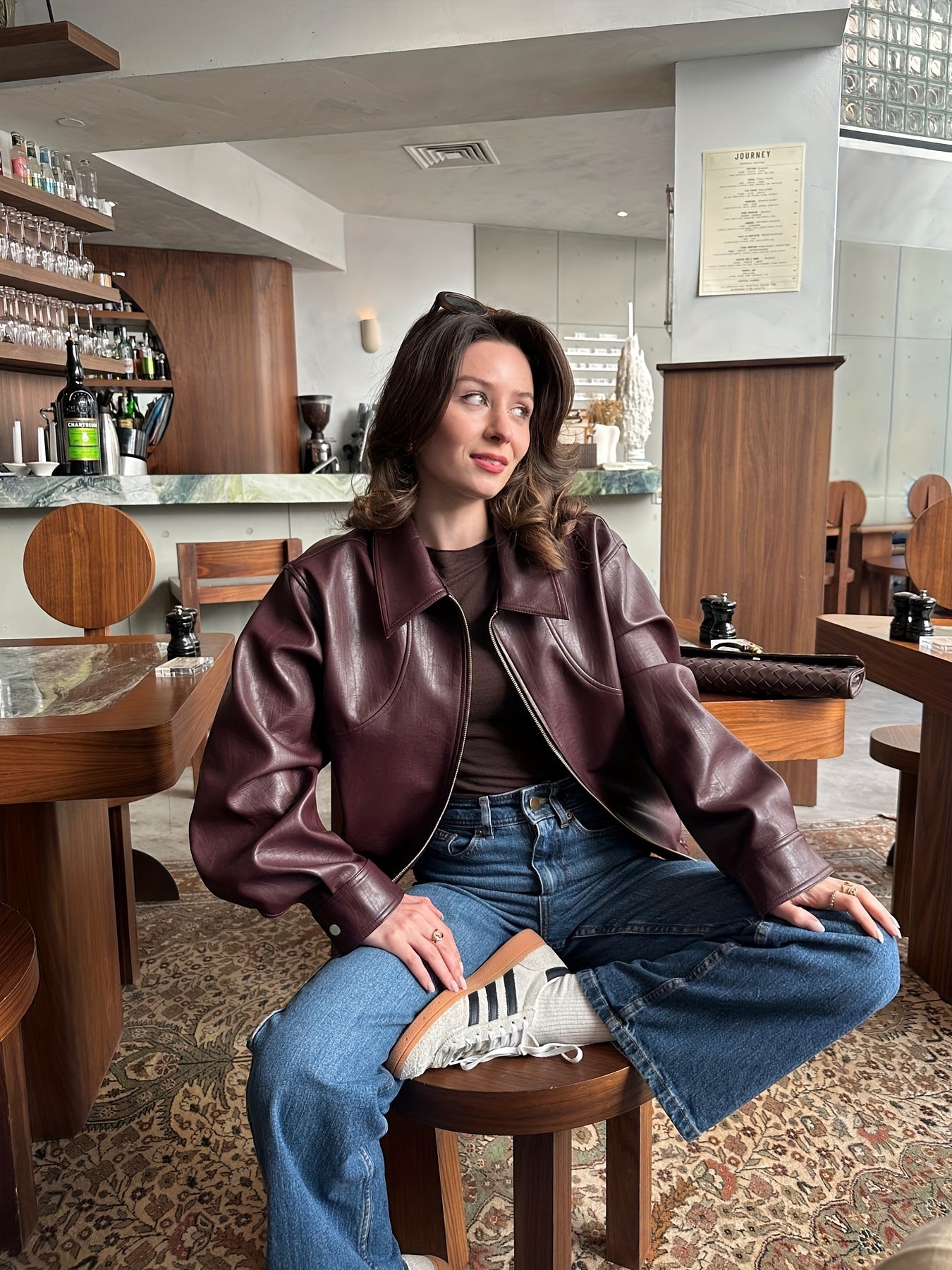 Women'S Elegant Jacket - Brown, Long Sleeve, Lapel Collar, Regular Fit, Versatile Casual Outerwear for Spring &amp; Fall, Casual Spring Jacket | Elegant Casualwear | Structured Design