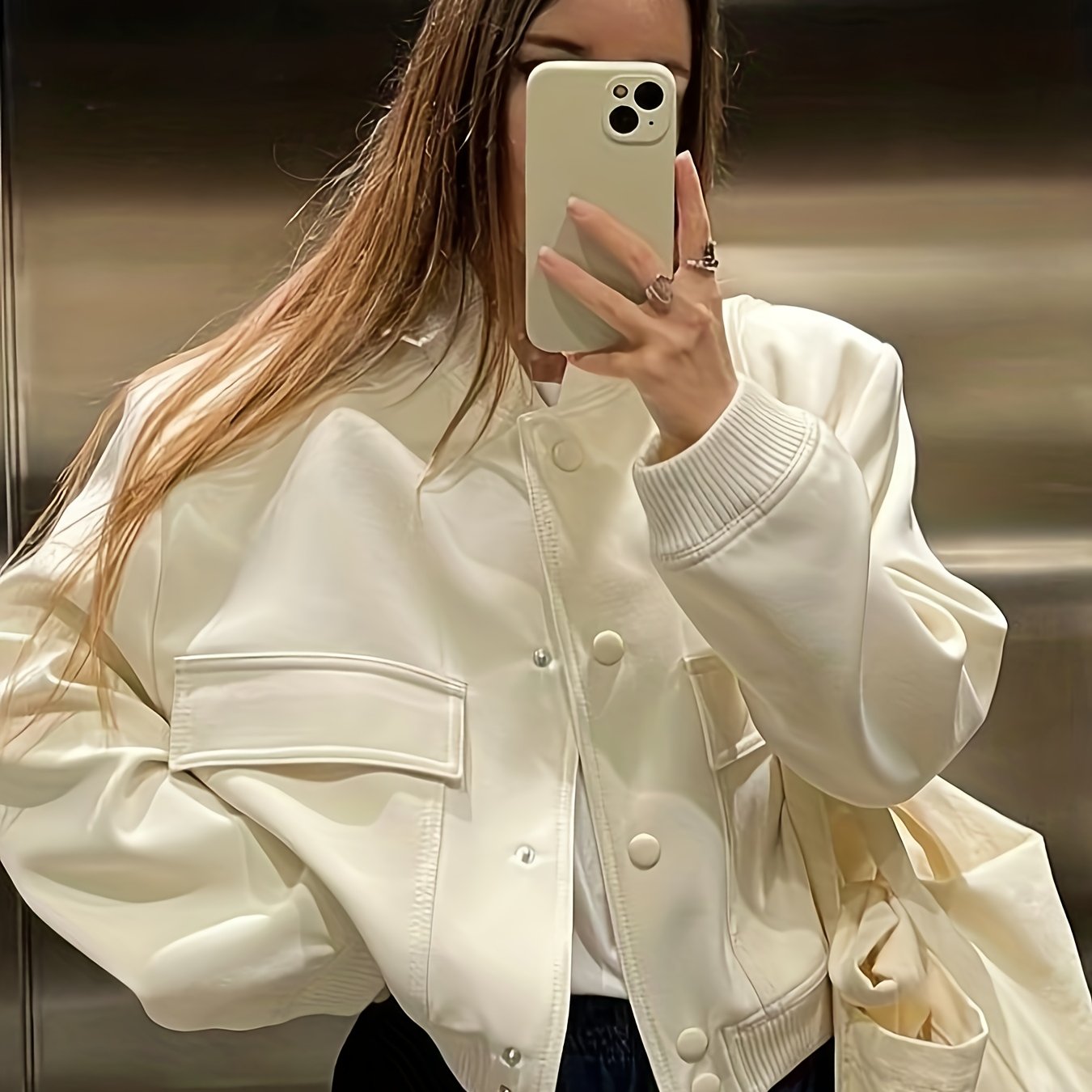 Women's Slim-Fit Varsity Jacket - All-Season Casual Baseball Coat with Collar &amp; Button Closure, White Piping Trim (Black/Solid Color) - Uniform Style Outerwear for s Events, Casual Attire (Machine Washable)