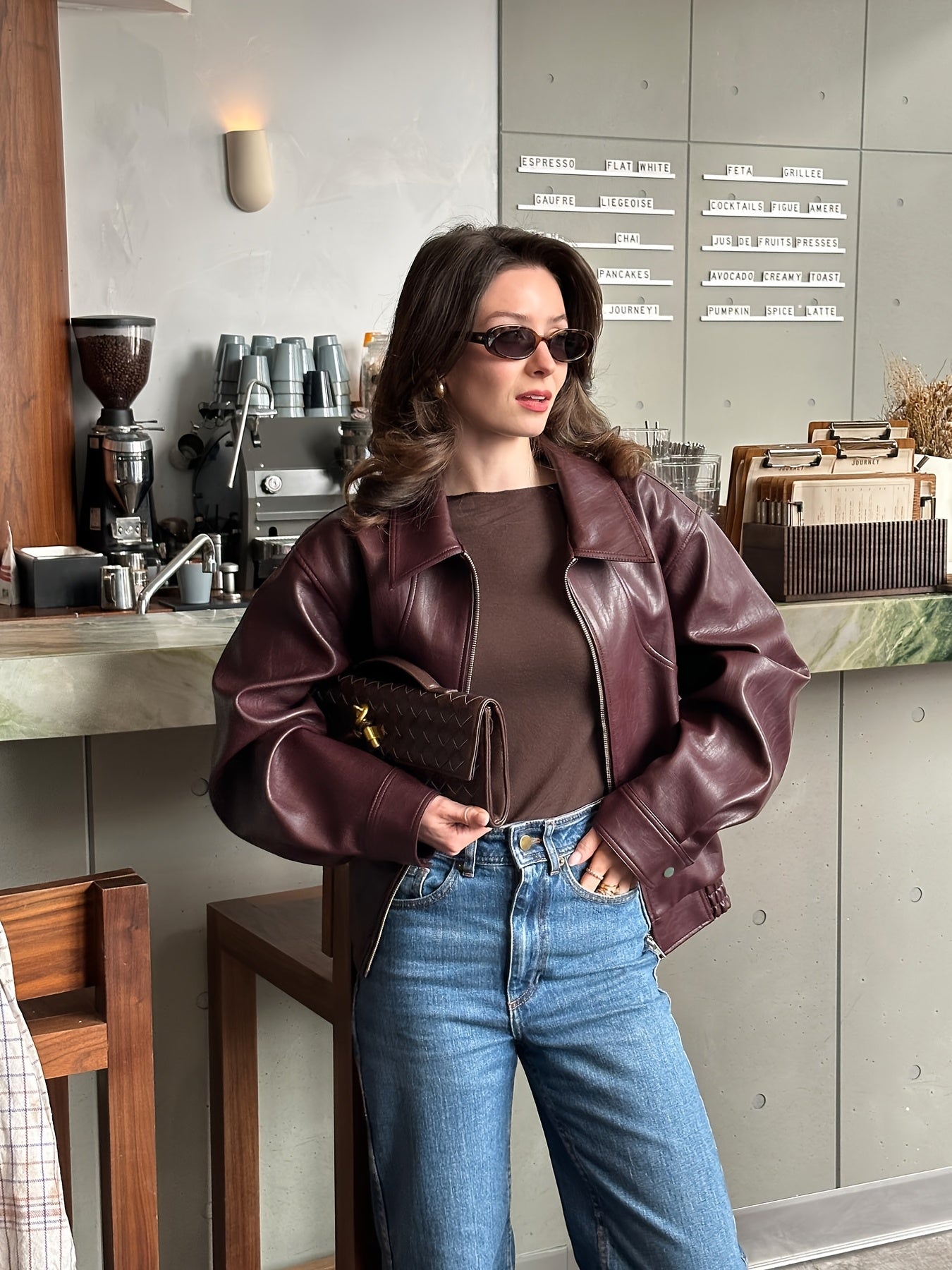 Women'S Elegant Jacket - Brown, Long Sleeve, Lapel Collar, Regular Fit, Versatile Casual Outerwear for Spring &amp; Fall, Casual Spring Jacket | Elegant Casualwear | Structured Design