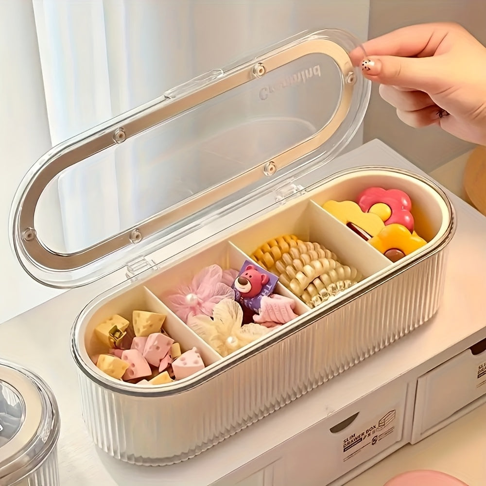 Glam Oval Plastic Storage Boxes Visible Dustproof Modern Organization