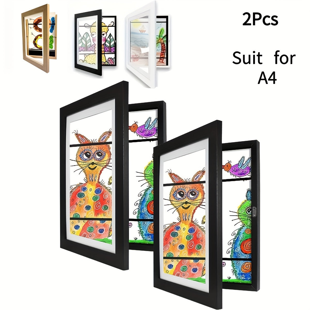 2pcs Kids Art Frame Front Opening Changeable Kids Artwork Frames Great For Kids Drawings Storage Frames Children Art Projects Schoolwork Crafts A4 Hanging Art