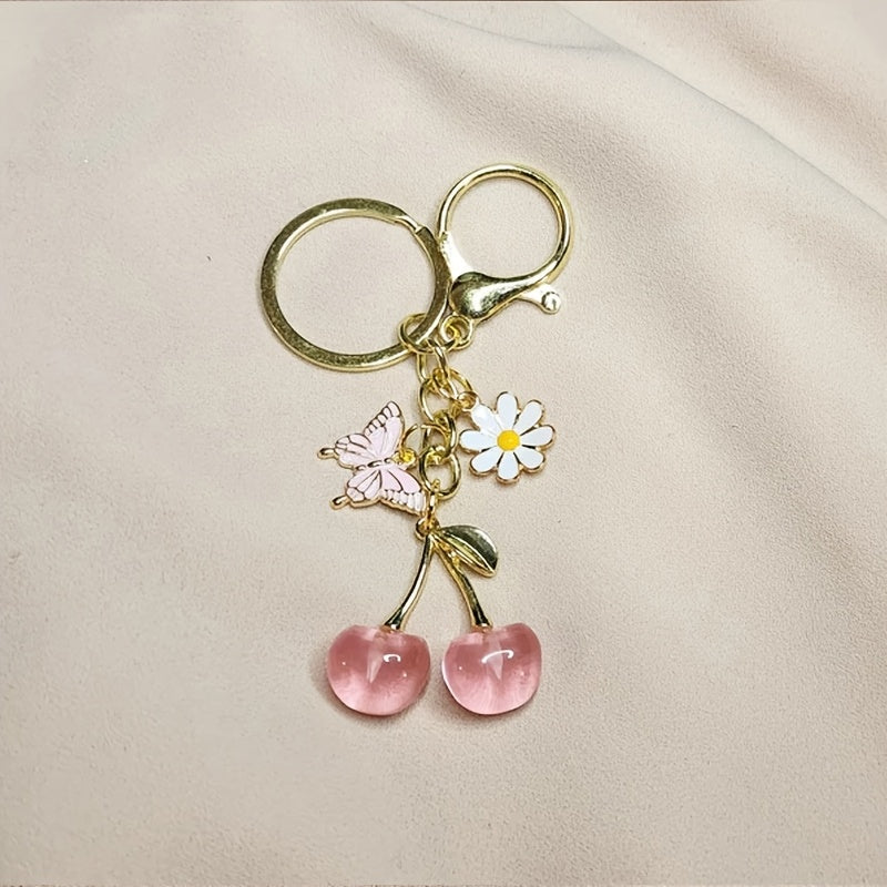 Cute Cherry Daisy Keychain