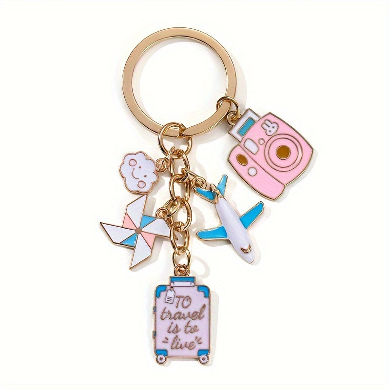 Travel Charms KeychainAirplane Luggage KeychainCamera Metal KeychainEnameled Gift Keychain
